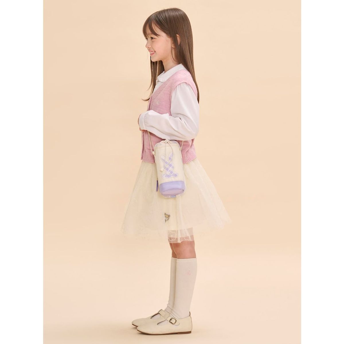 빈폴 키즈(BEANPOLE KIDS) 빙키 체크 물병 크로스백  아이보리 (BI51D2U210)