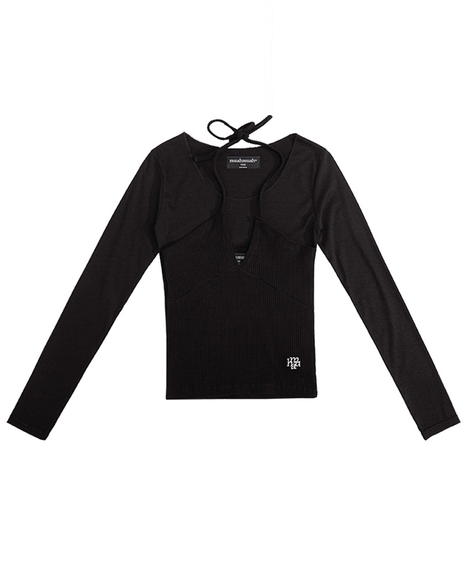 ★muahmuah★ LOGO LAYERED T-SHIRT SET BLACK MUSINSA | MUAHMUAH [SET] Logo Layered T-Shirt Set [Black]
