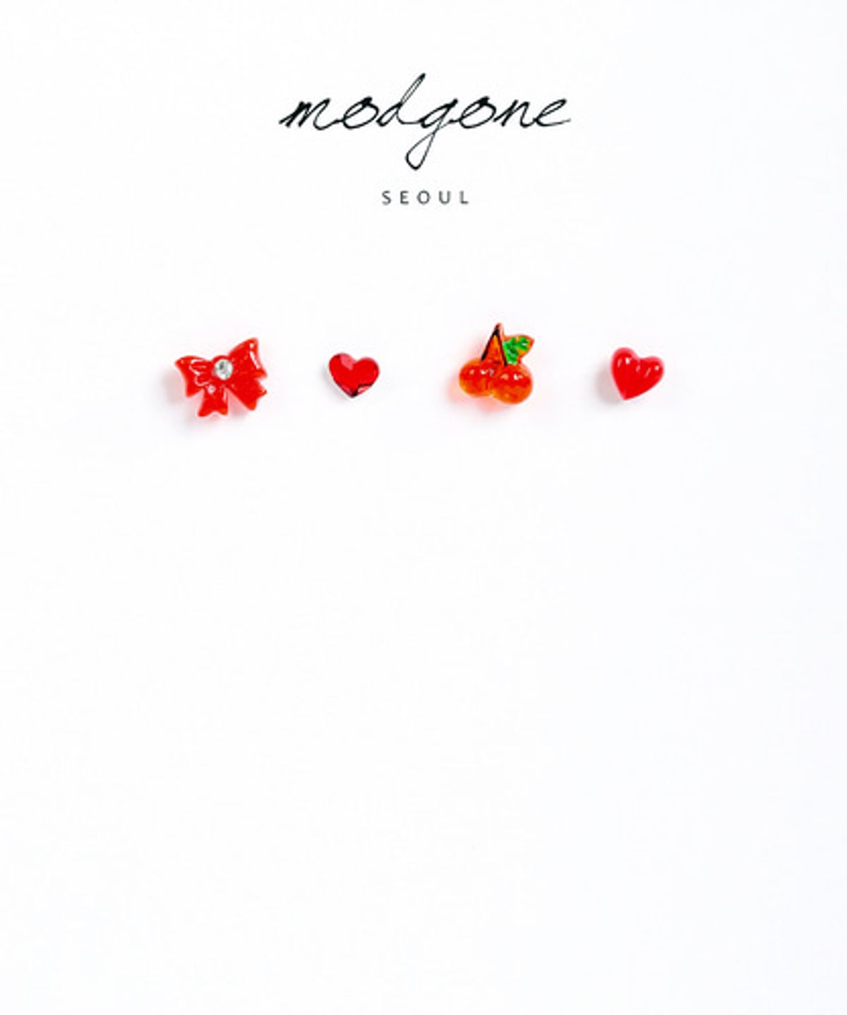 모드곤(MODGONE) 0.8mm 귀걸이침 두께 얇은 리본 체리 하트 피어싱 Ribbon cherry heart piercing