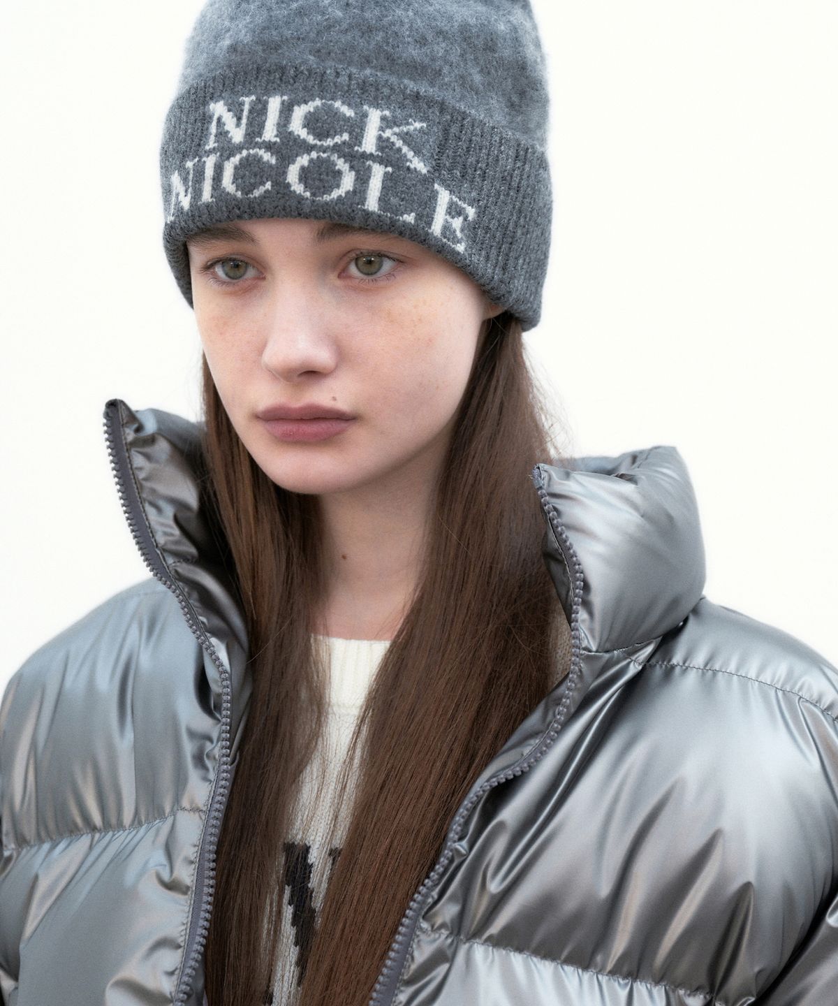 닉앤니콜(NICK&NICOLE) NICOLE MIXED JAQUARD BEANIE_GRAY