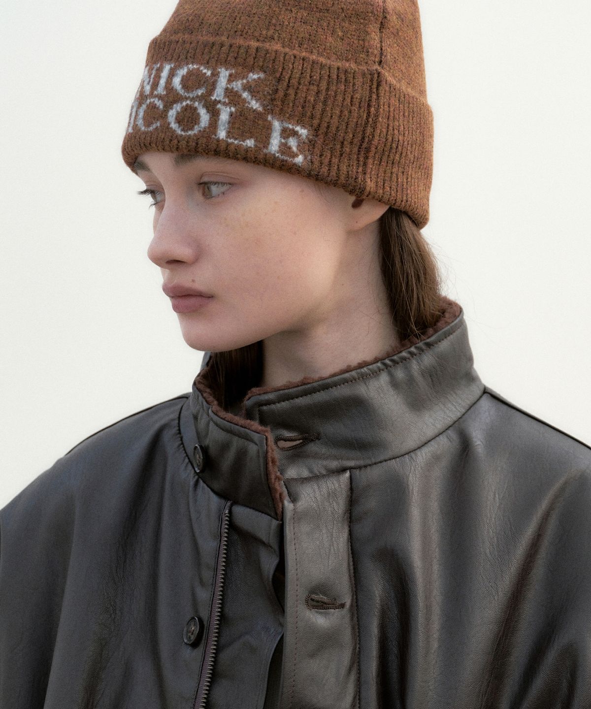 닉앤니콜(NICK&NICOLE) NICOLE MIXED JAQUARD BEANIE_BROWN