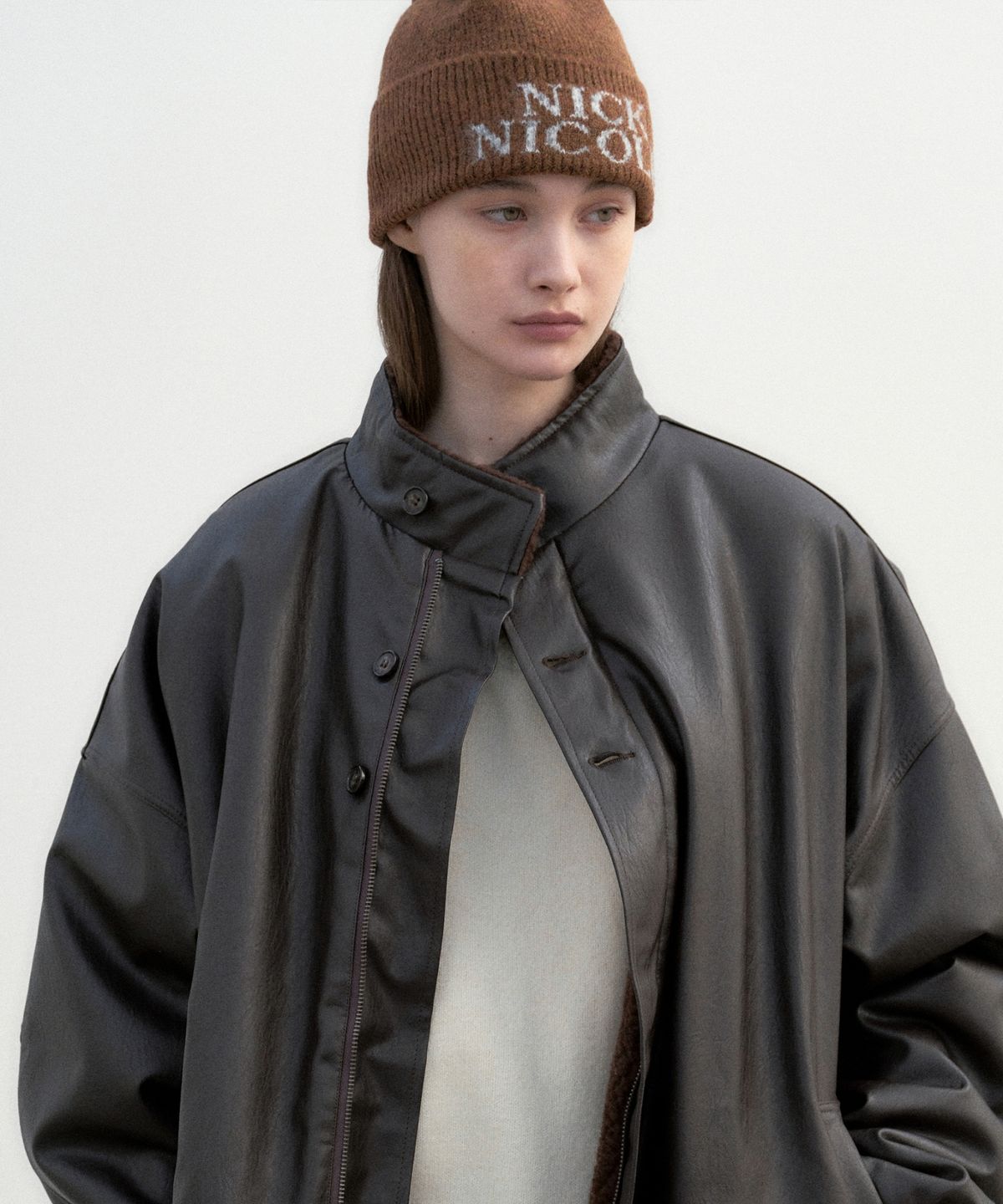 닉앤니콜(NICK&NICOLE) NICOLE MIXED JAQUARD BEANIE_BROWN