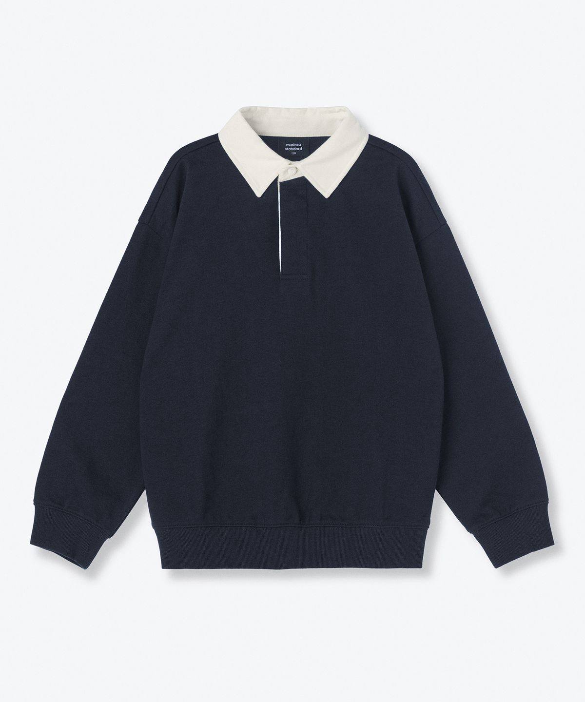무신사 스탠다드 키즈(MUSINSA STANDARD KIDS) 오버사이즈 럭비 스웨트셔츠 [네이비]