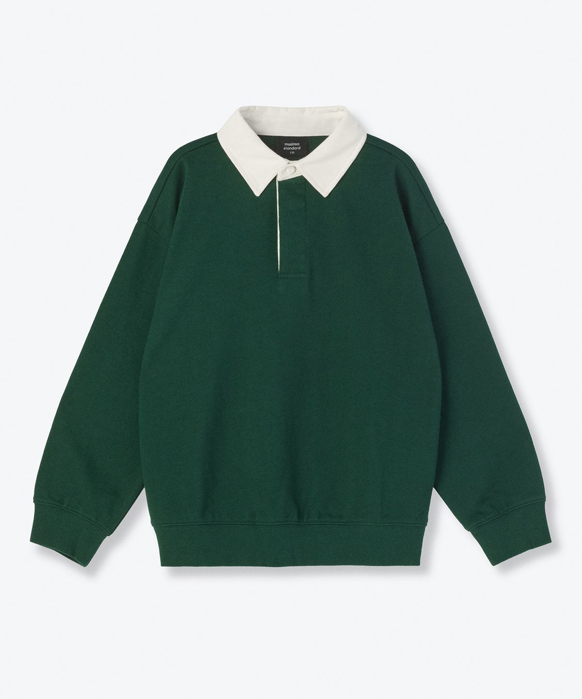 무신사 스탠다드 키즈(MUSINSA STANDARD KIDS) 오버사이즈 럭비 스웨트셔츠 [딥 그린]
