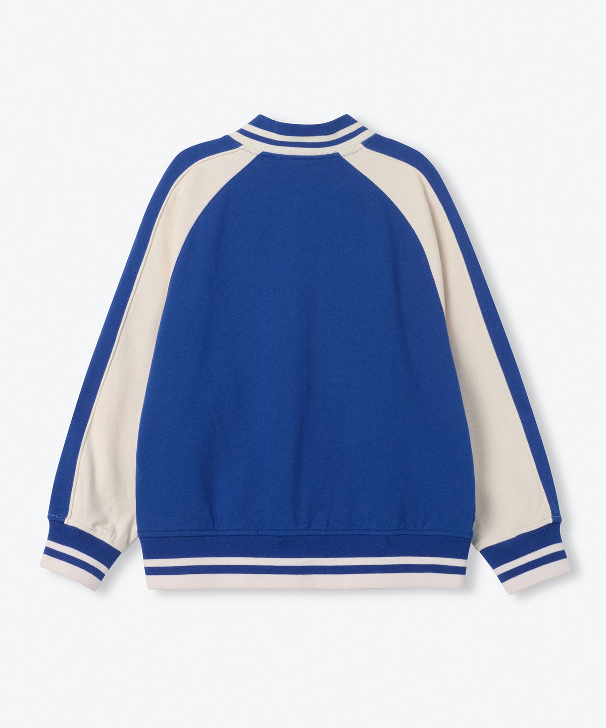 무신사 스탠다드 키즈(MUSINSA STANDARD KIDS) 오버사이즈 래글런 스웨트 바시티 재킷 [블루]