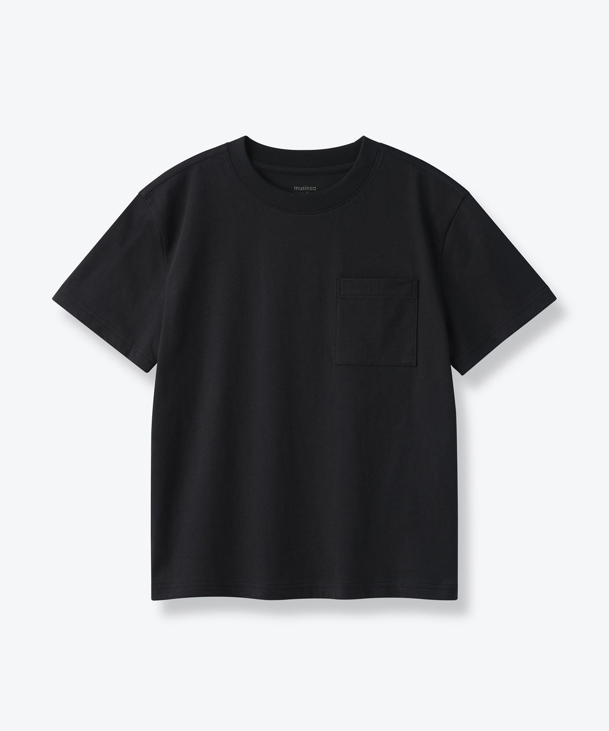 무신사 스탠다드 키즈(MUSINSA STANDARD KIDS) 릴렉스드 크루 넥 포켓 티셔츠 [블랙]