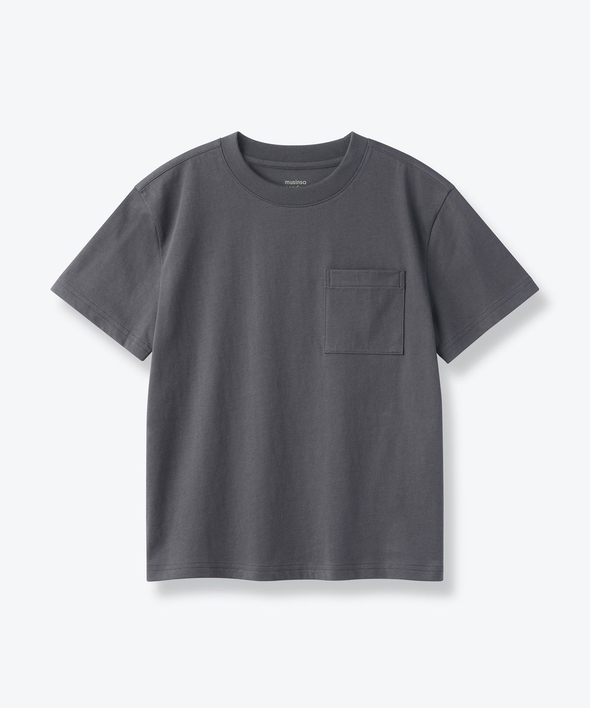 무신사 스탠다드 키즈(MUSINSA STANDARD KIDS) 릴렉스드 크루 넥 포켓 티셔츠 [다크 그레이]