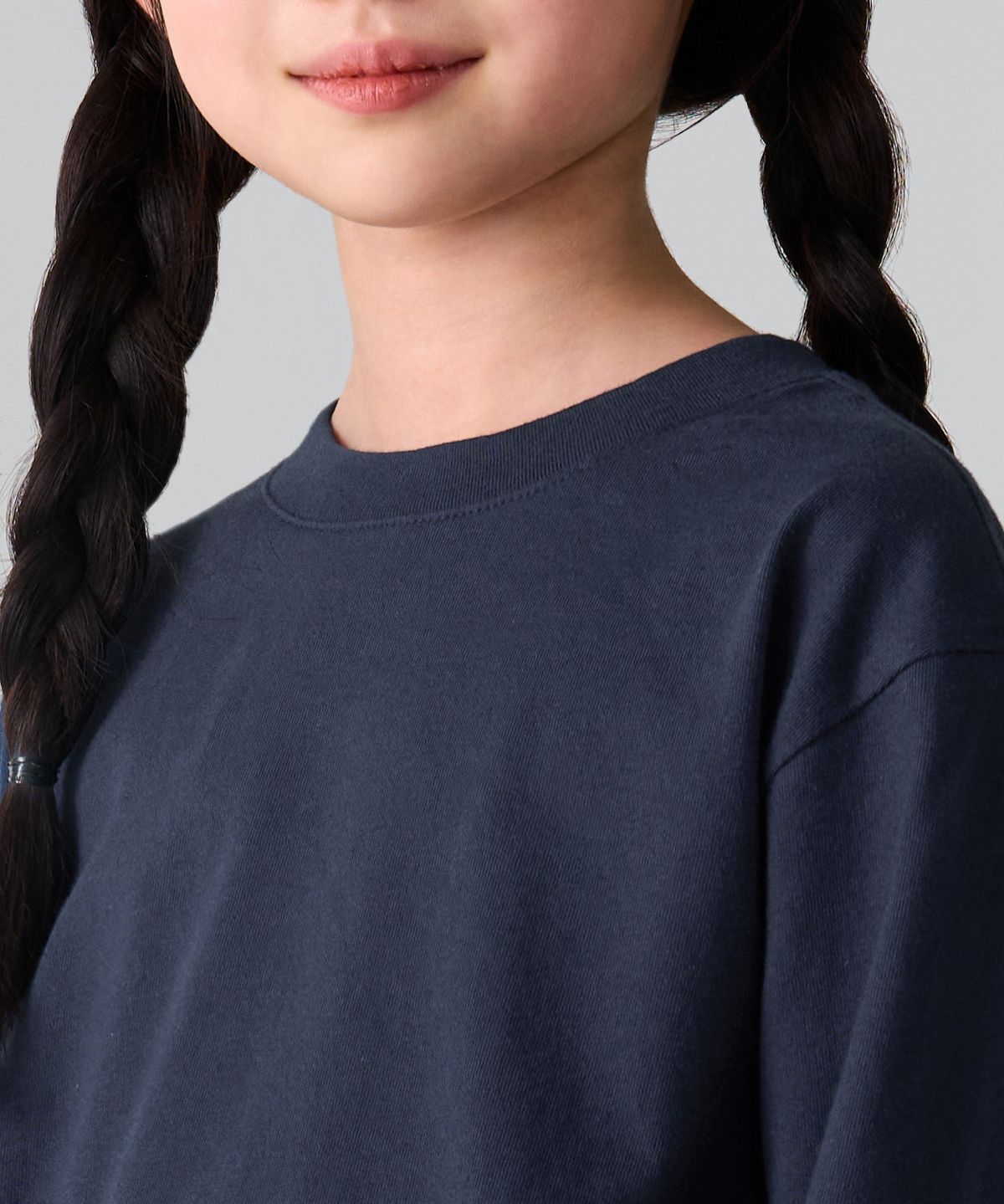 무신사 스탠다드 키즈(MUSINSA STANDARD KIDS) [쿨탠다드] 릴렉스드 크루 넥 긴소매 티셔츠 [네이비]