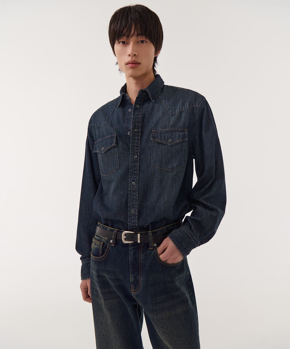 무신사 스탠다드(MUSINSA STANDARD) 데님 웨스턴 셔츠 [다크 블루]
