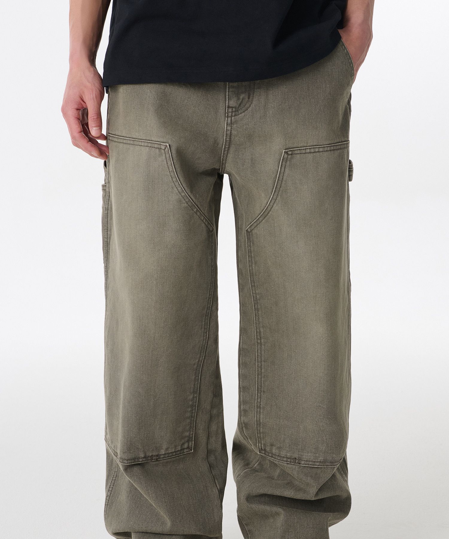 ★MUSINSA STANDARD★ Denim wide double knee carpenter pants MUSINSA | MUSINSA STANDARD WIDE DENIM PANTS [LIGHT INDIGO]