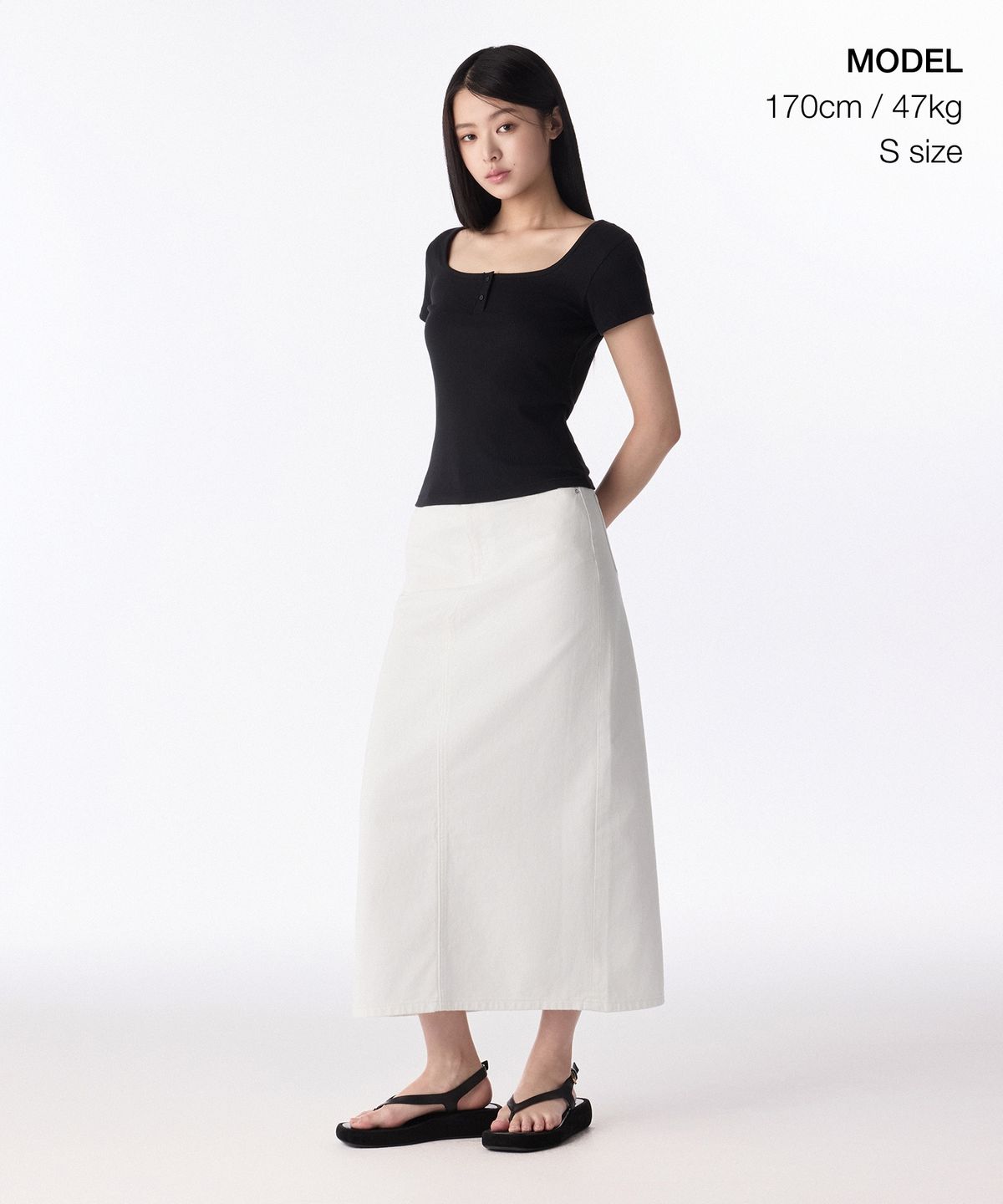 무신사 스탠다드 우먼(MUSINSA STANDARD WOMAN) 우먼즈 데님 맥시 스커트 [화이트]