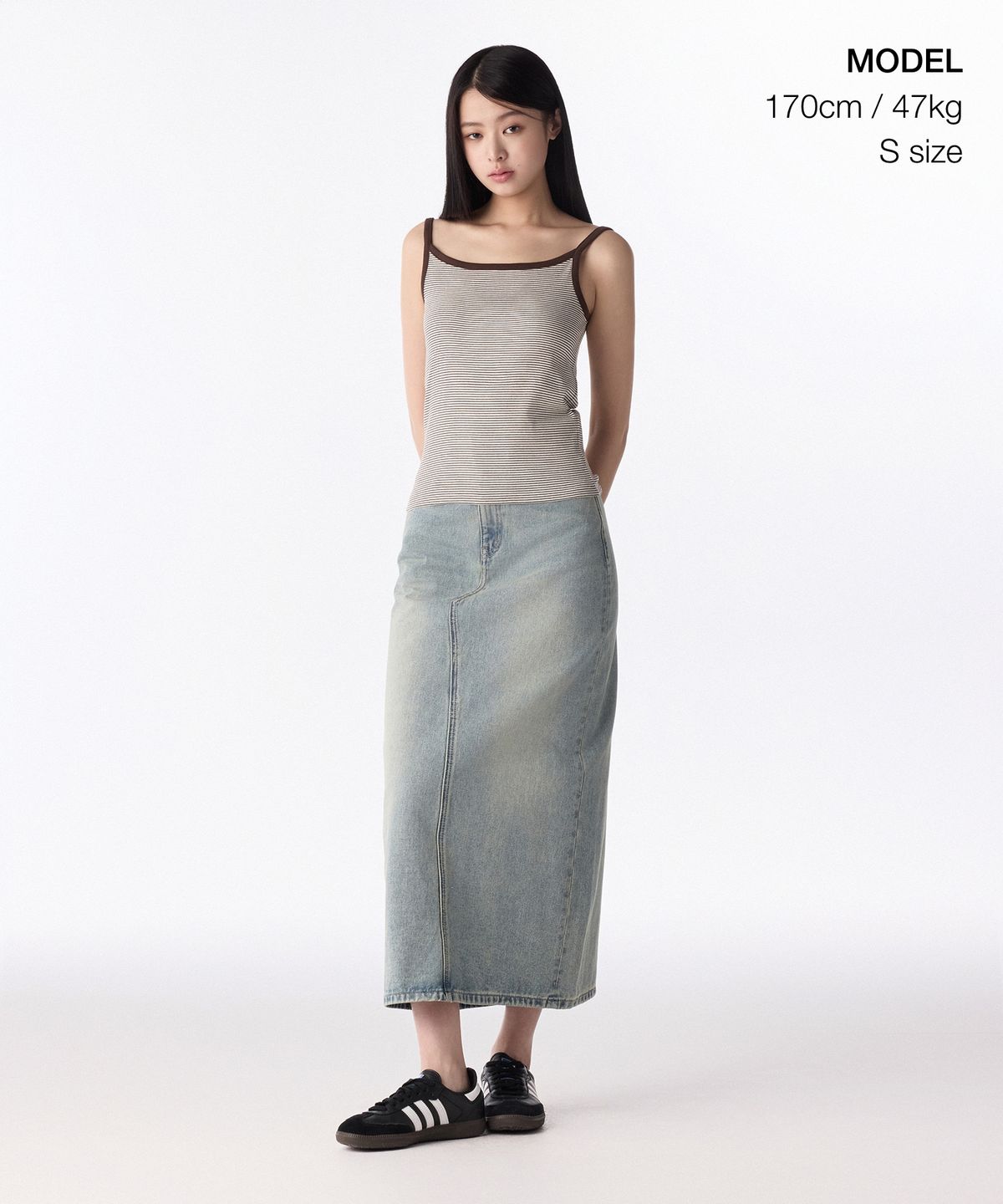 무신사 스탠다드 우먼(MUSINSA STANDARD WOMAN) 우먼즈 데님 맥시 스커트 [옐로우 스카이 블루]