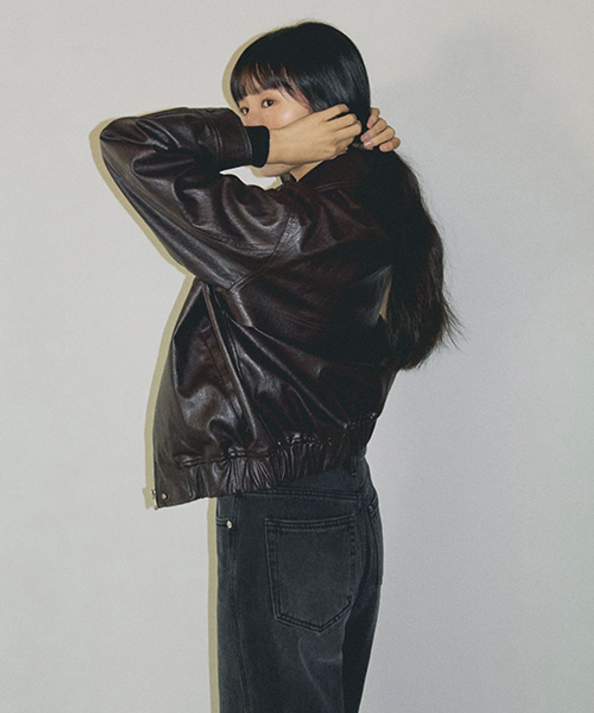 링서울(LINGSEOUL) leather blouson jacket-brown