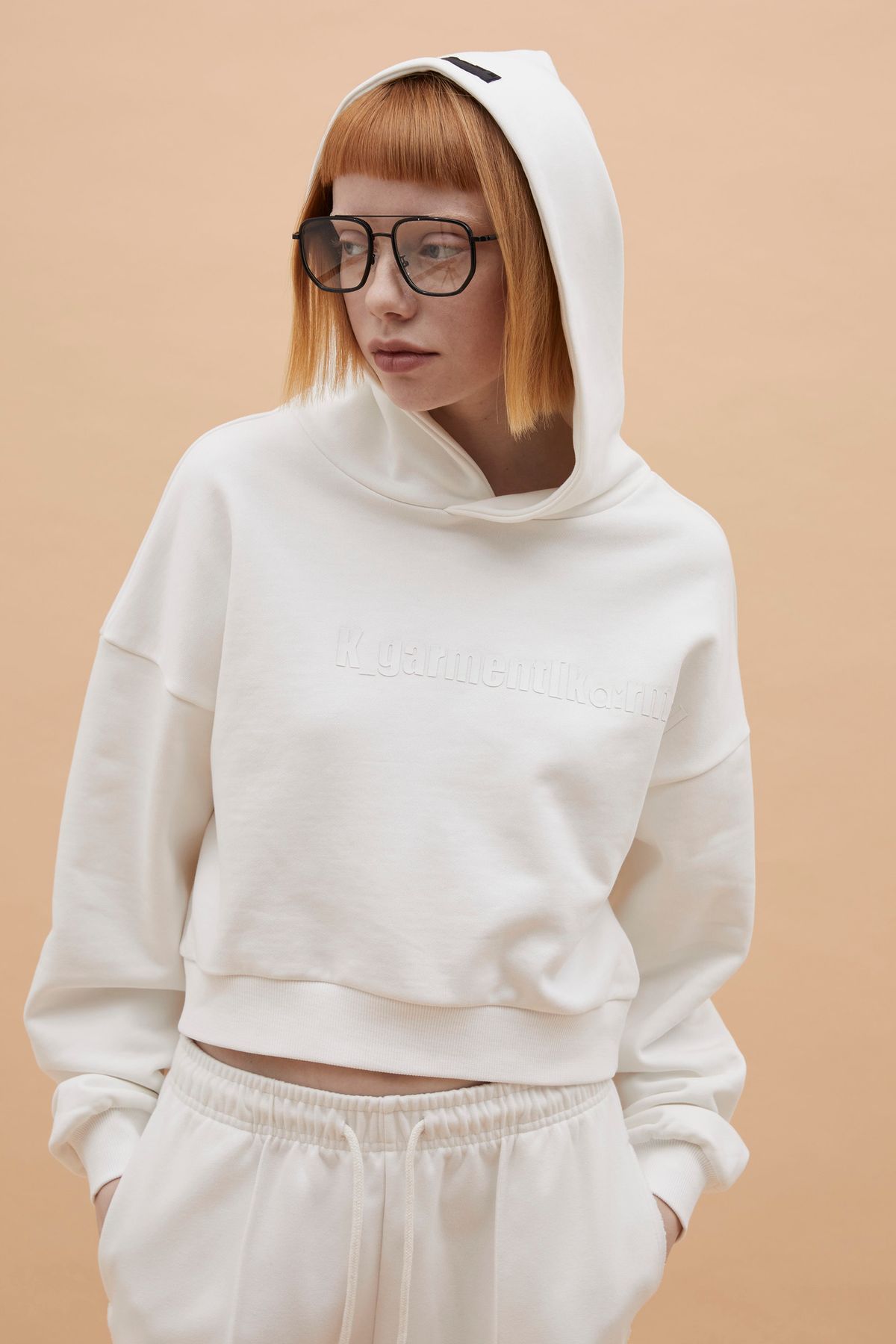 카먼트(K-GARMENT) W 크롭 후디 WHITE