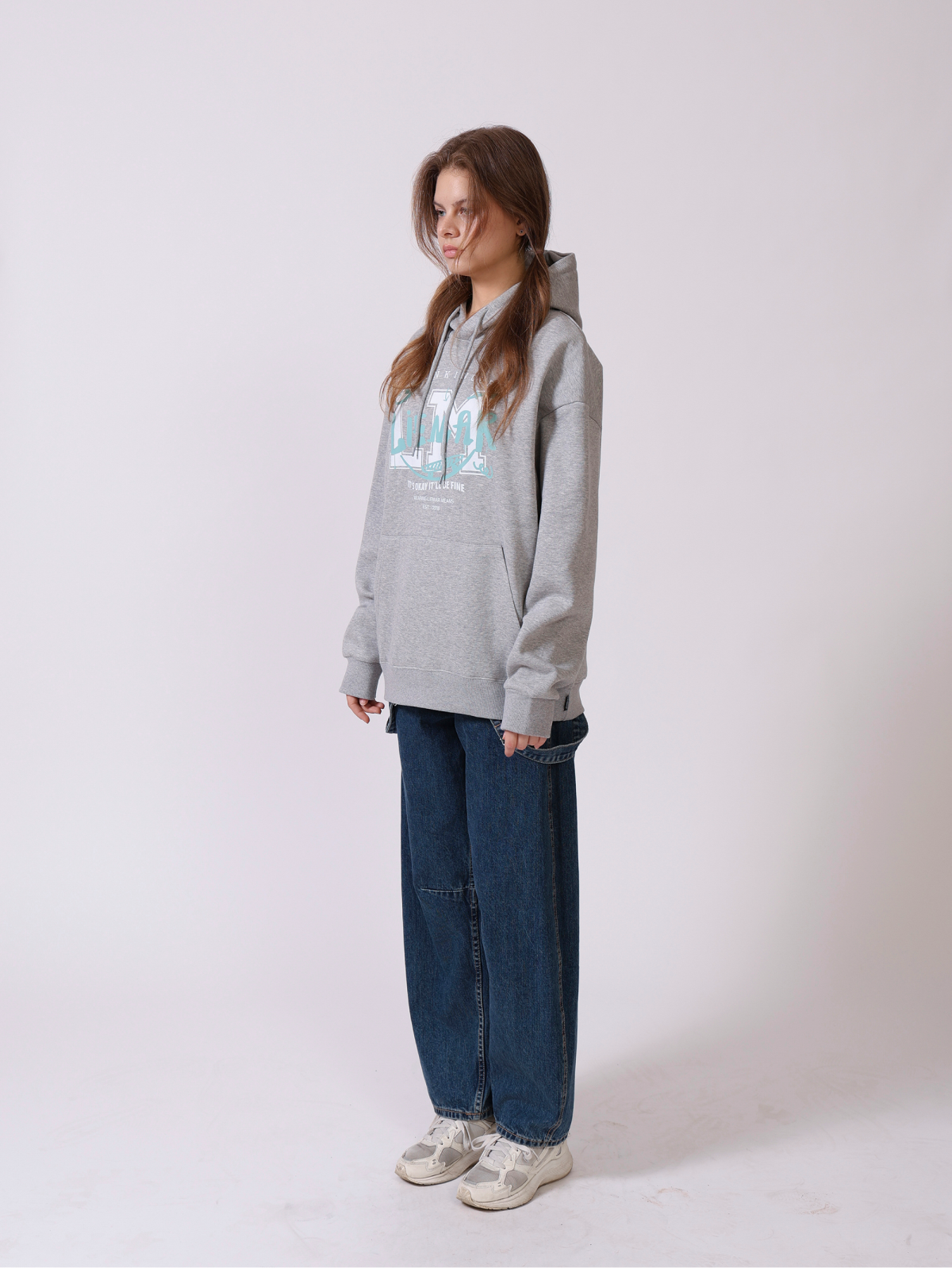 리에마르(LIEMAR) LM보더 오버핏 기모 후드 [크림]