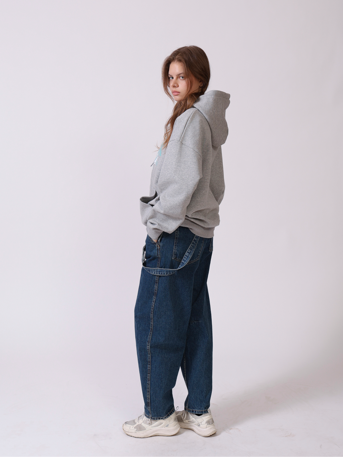 리에마르(LIEMAR) LM보더 오버핏 기모 후드 [크림]