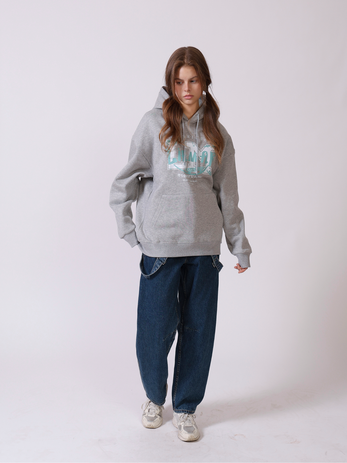 리에마르(LIEMAR) LM보더 오버핏 기모 후드 [크림]