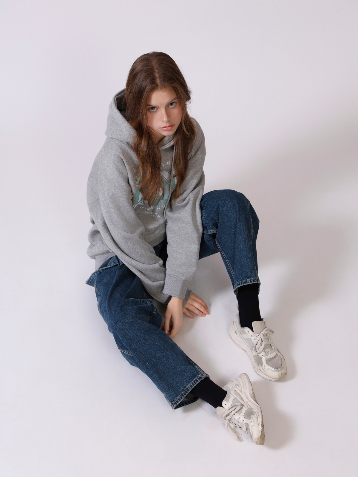 리에마르(LIEMAR) LM보더 오버핏 기모 후드 [크림]