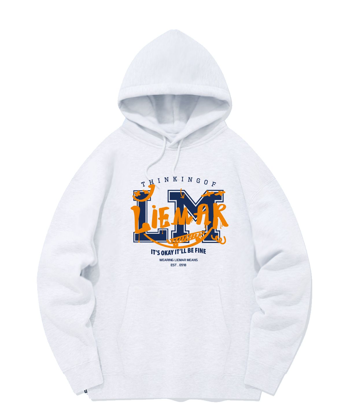 리에마르(LIEMAR) LM보더 오버핏 기모 후드 [크림]