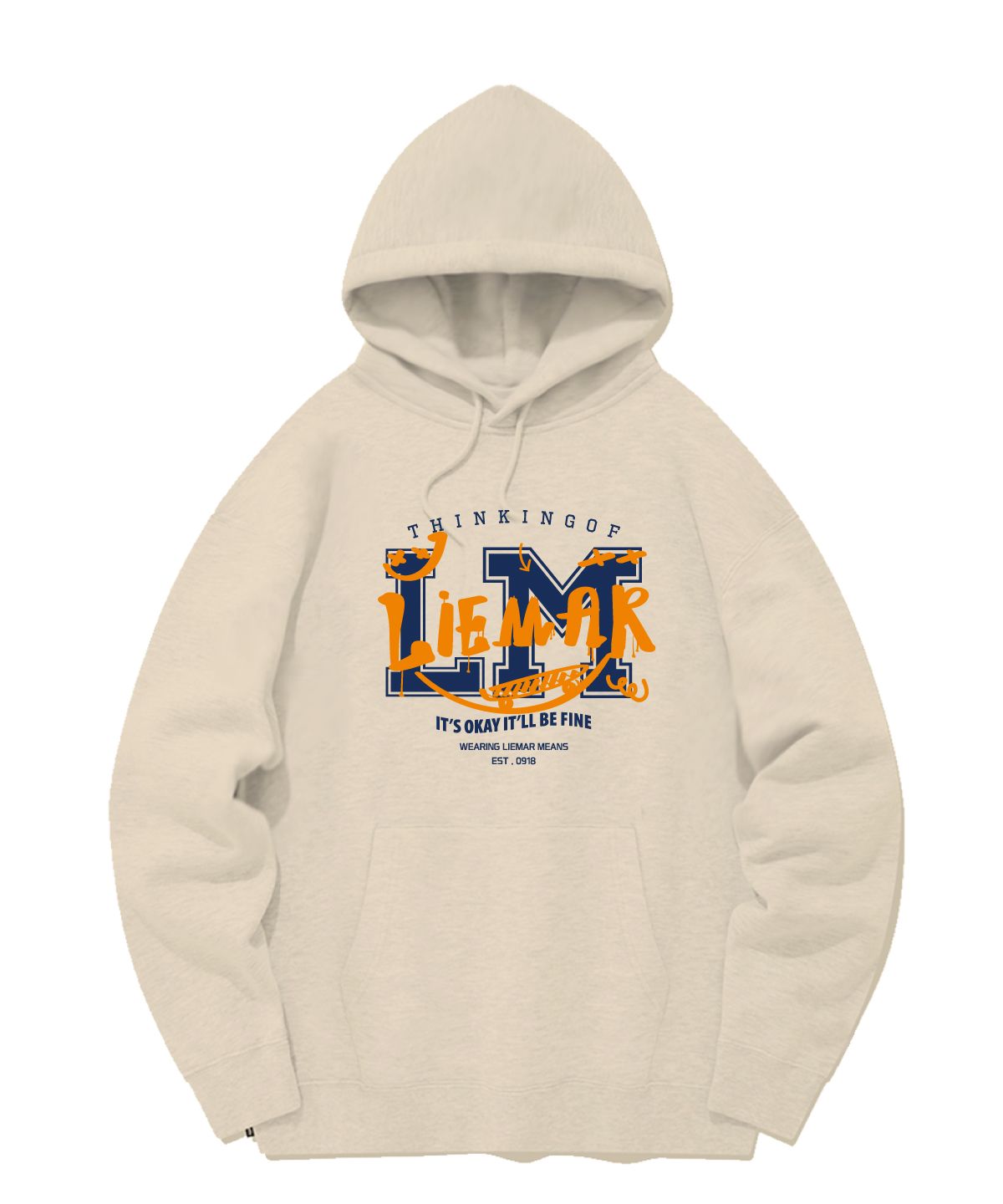 리에마르(LIEMAR) LM보더 오버핏 기모 후드 [그레이]