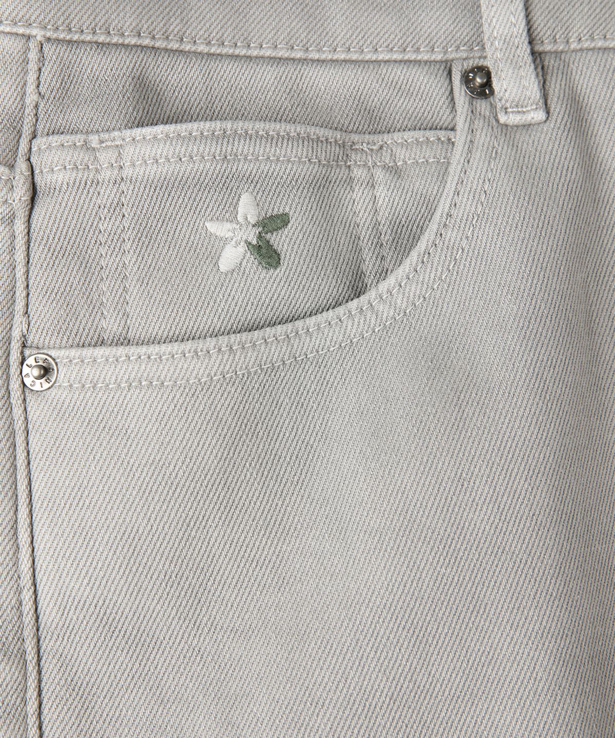 빠니깔레(PANICALE) 그레이 자수 포인트 기모 데님 팬츠