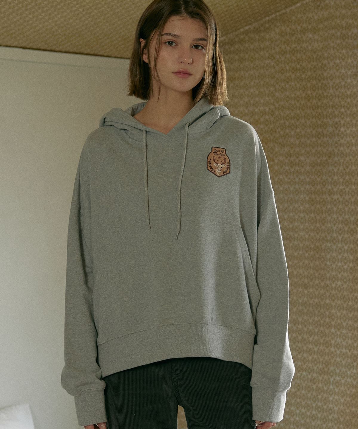 디어마이디어(DEARMYDEER) Wappen Hoodie (Grey)