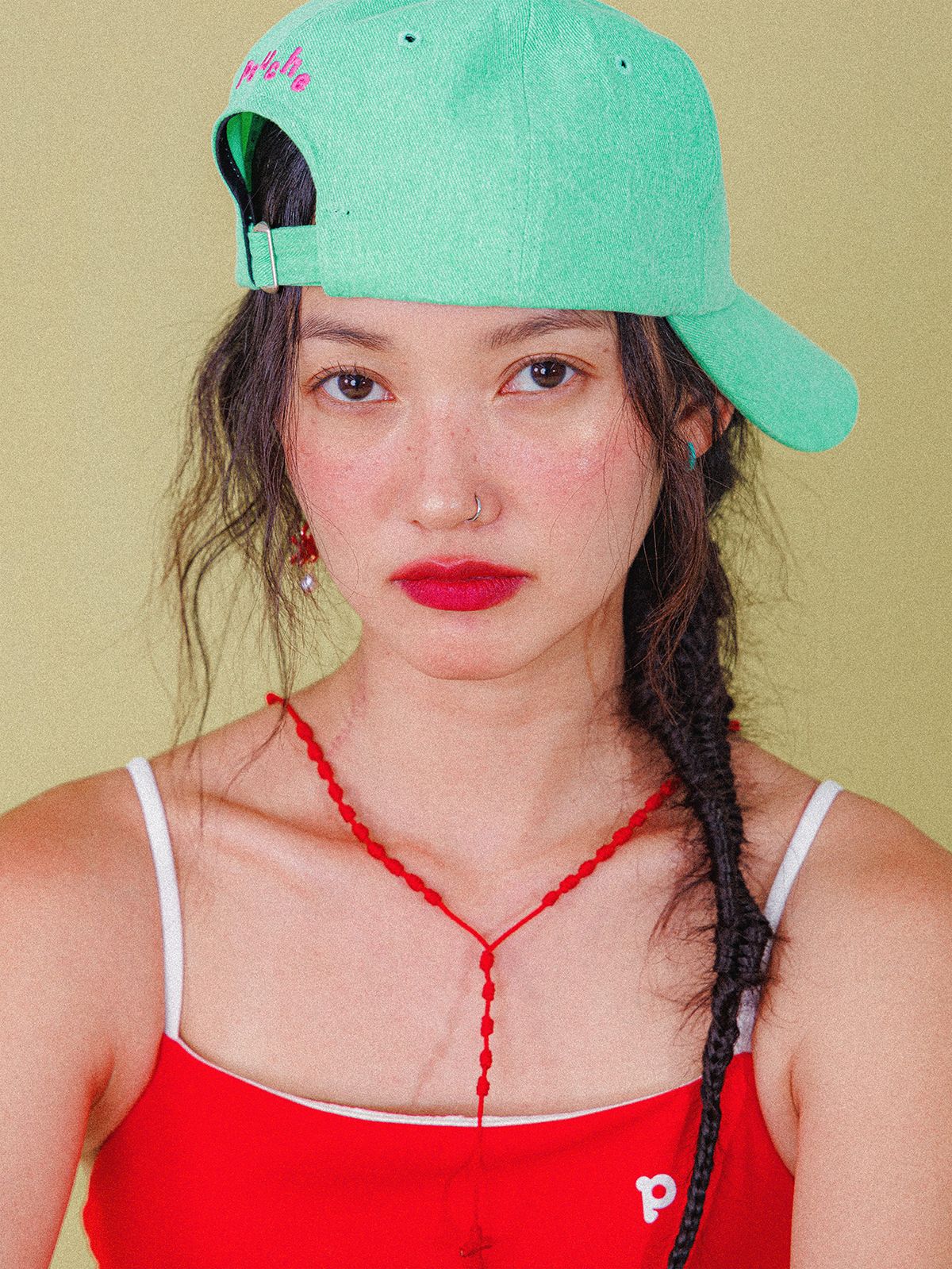 프쉬케(PSUCHE) WASHED LOGO BALL CAP_ MINT GREEN