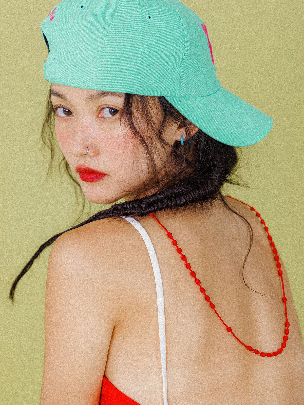 프쉬케(PSUCHE) WASHED LOGO BALL CAP_ MINT GREEN