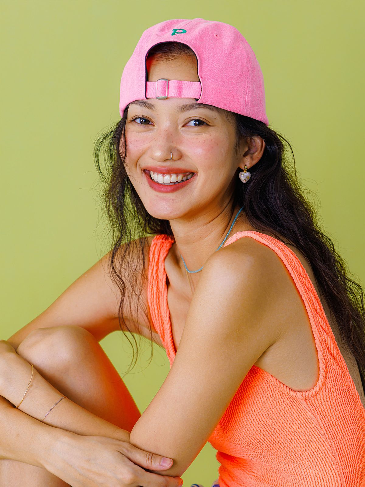 프쉬케(PSUCHE) WASHED LOGO BALL CAP_ BUBBLE GUM PINK