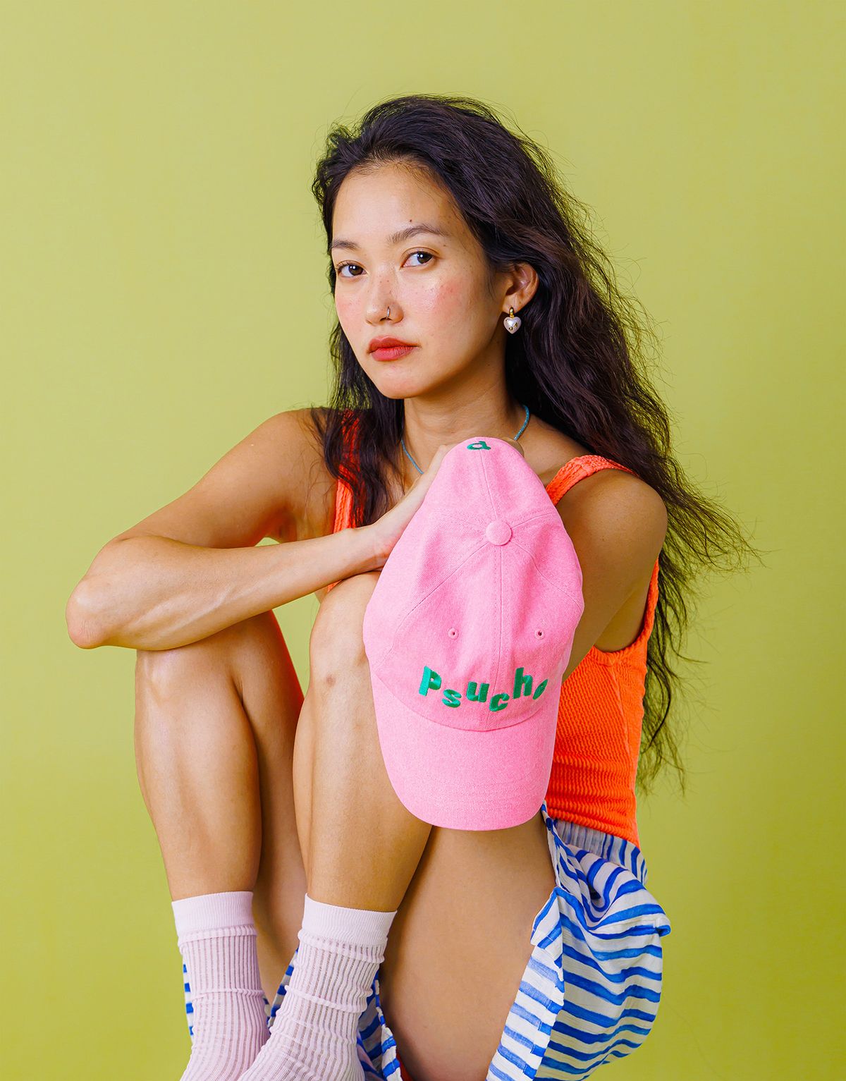 프쉬케(PSUCHE) WASHED LOGO BALL CAP_ BUBBLE GUM PINK