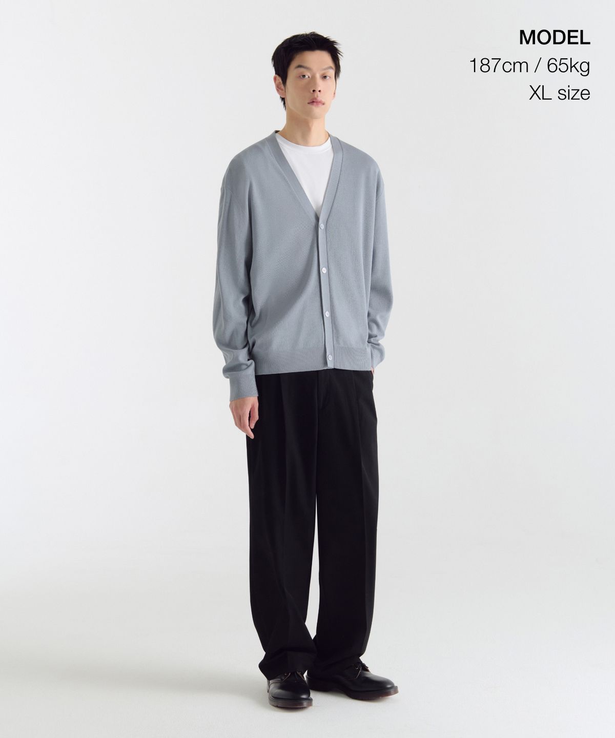 무신사 스탠다드(MUSINSA STANDARD) 코튼 텐셀 에센셜 가디건 [블루 그레이]