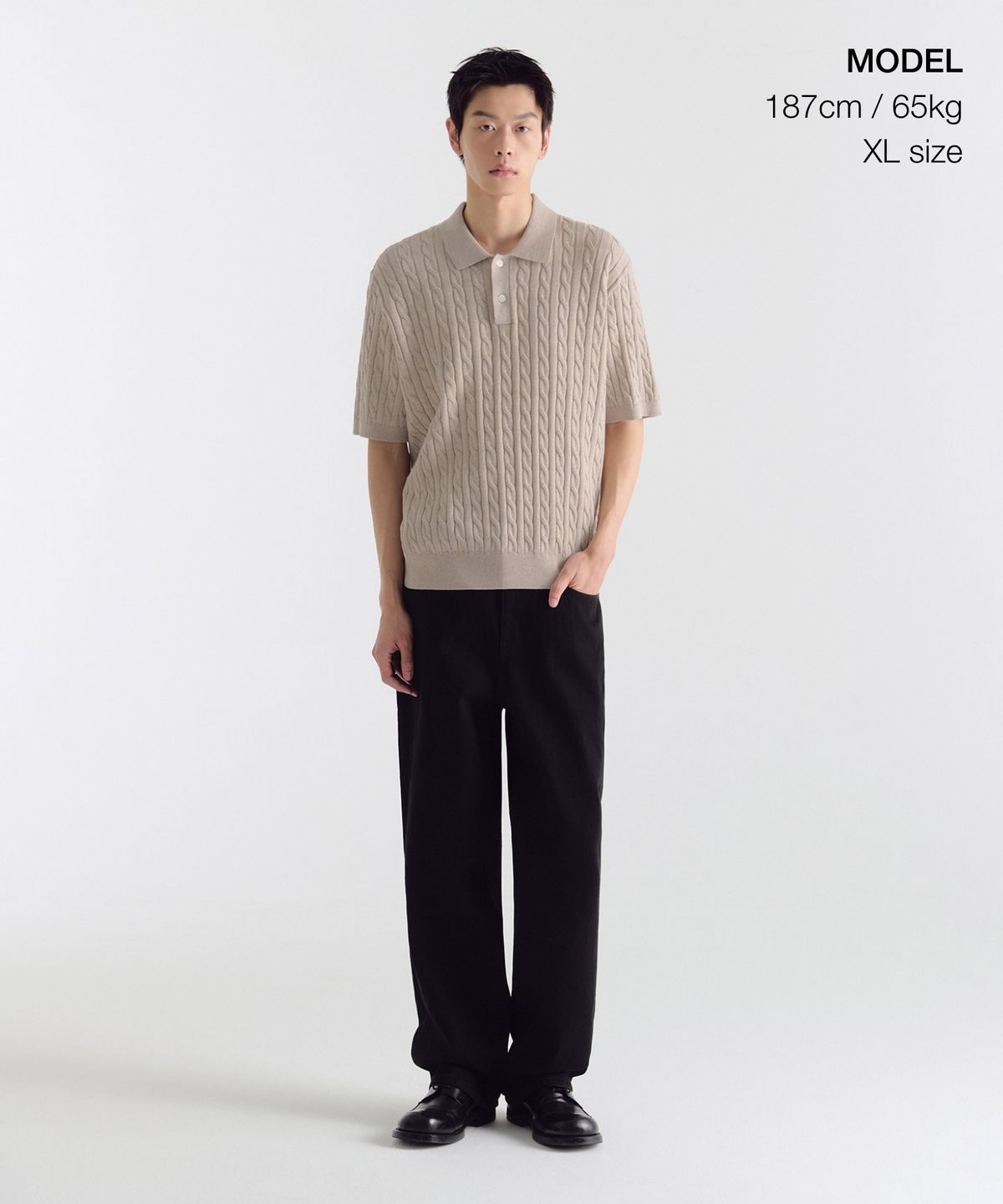 무신사 스탠다드(MUSINSA STANDARD) 케이블 니티드 폴로 셔츠 [오트밀]