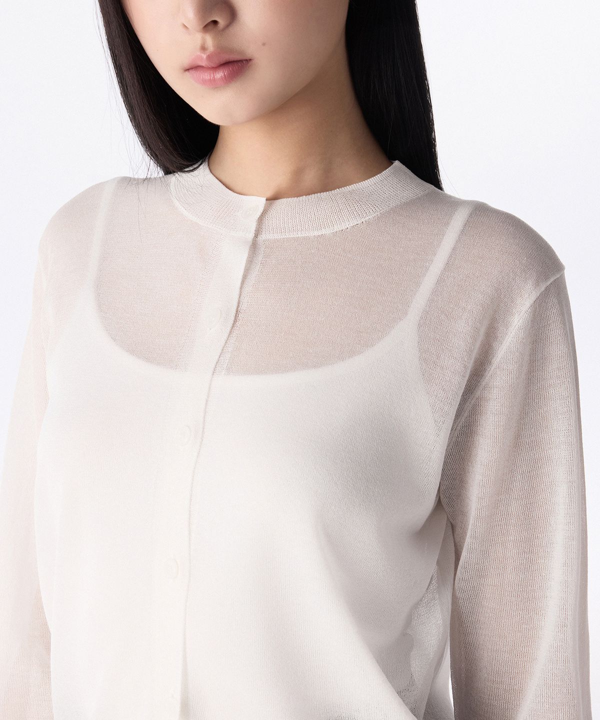 무신사 스탠다드 우먼(MUSINSA STANDARD WOMAN) 우먼즈 시어 라운드 넥 가디건 [화이트]