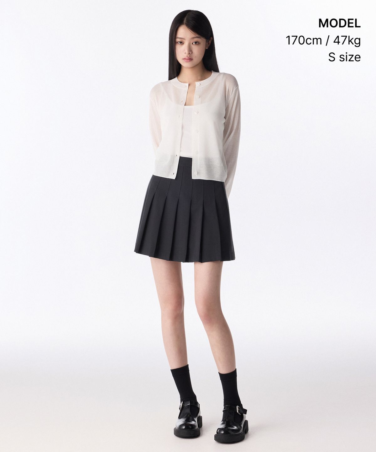 무신사 스탠다드 우먼(MUSINSA STANDARD WOMAN) 우먼즈 시어 라운드 넥 가디건 [화이트]