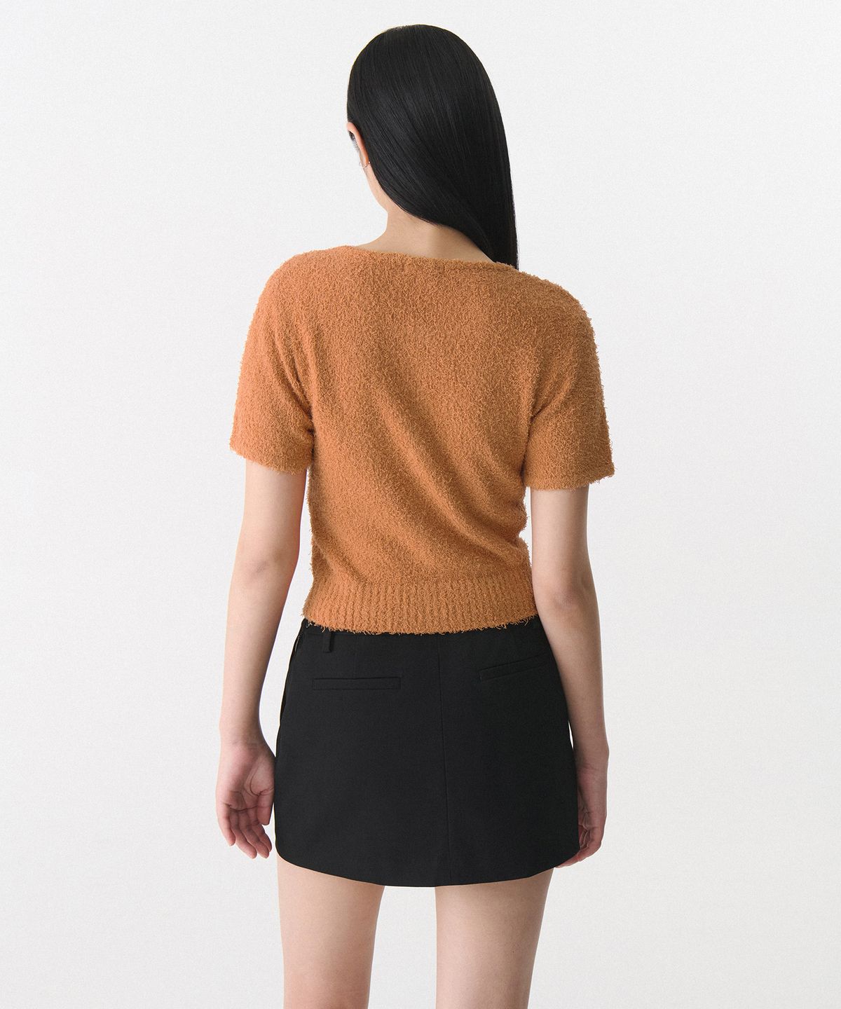 무신사 스탠다드 우먼(MUSINSA STANDARD WOMAN) 우먼즈 팬시 얀 라운드 넥 반팔 가디건 [더스티 오렌지]