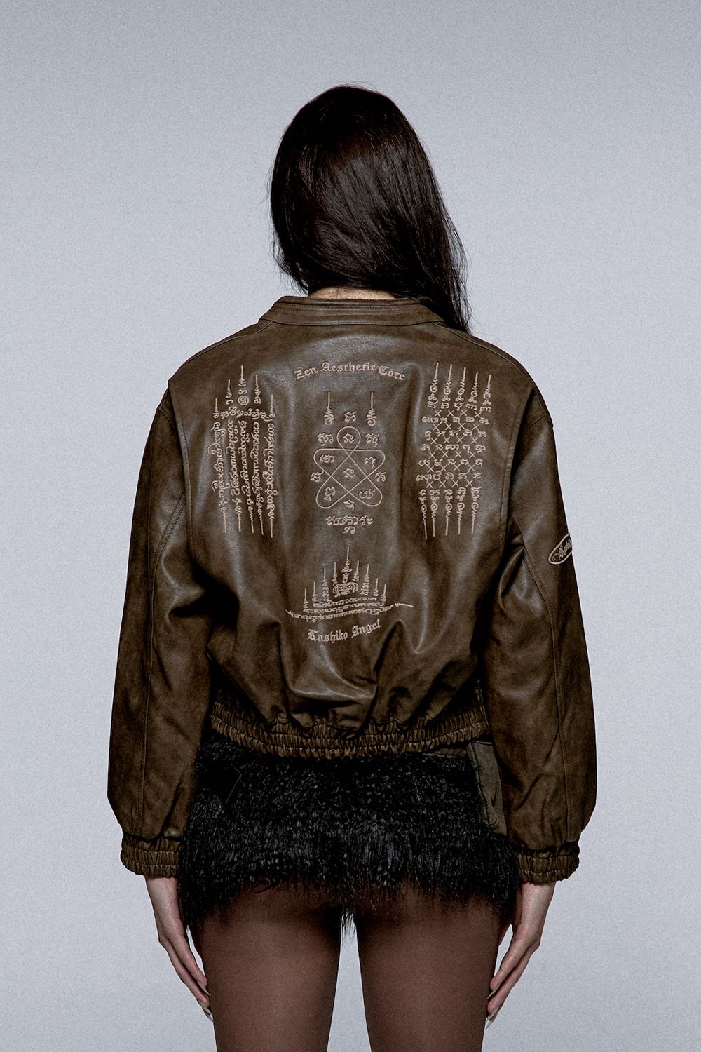 Kashiko★韓国★人気★Yantra Faux Leather jacket 2色 Kashiko☆韓国☆人気☆Yantra Faux Leather jacket 2色