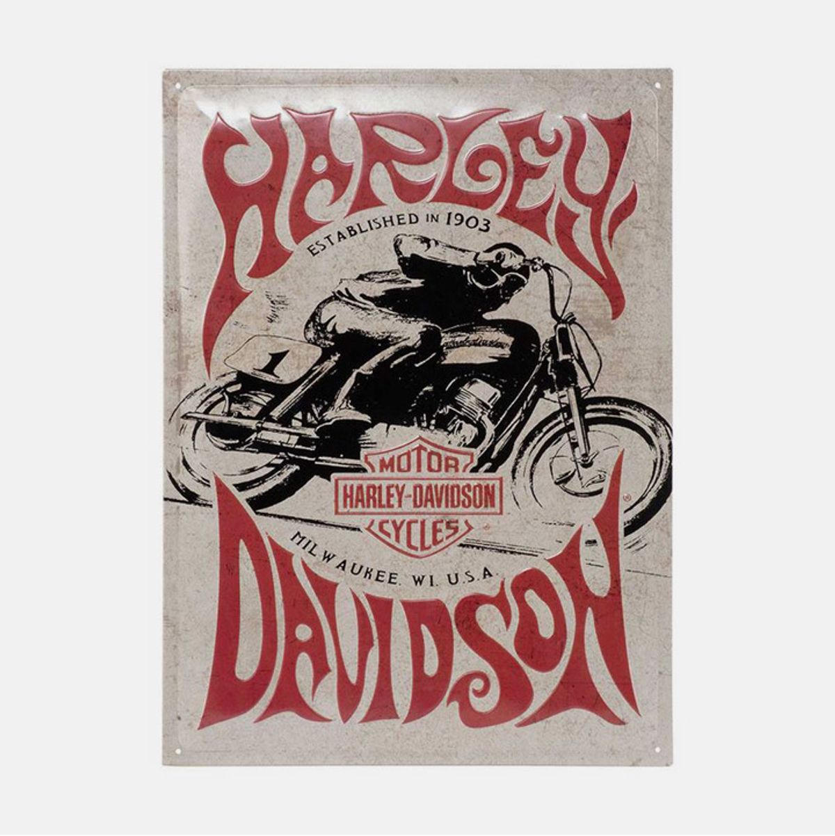 할리데이비슨(HARLEY-DAVIDSON) H-D 엠보싱 빈티지 1970 레이서 틴사인