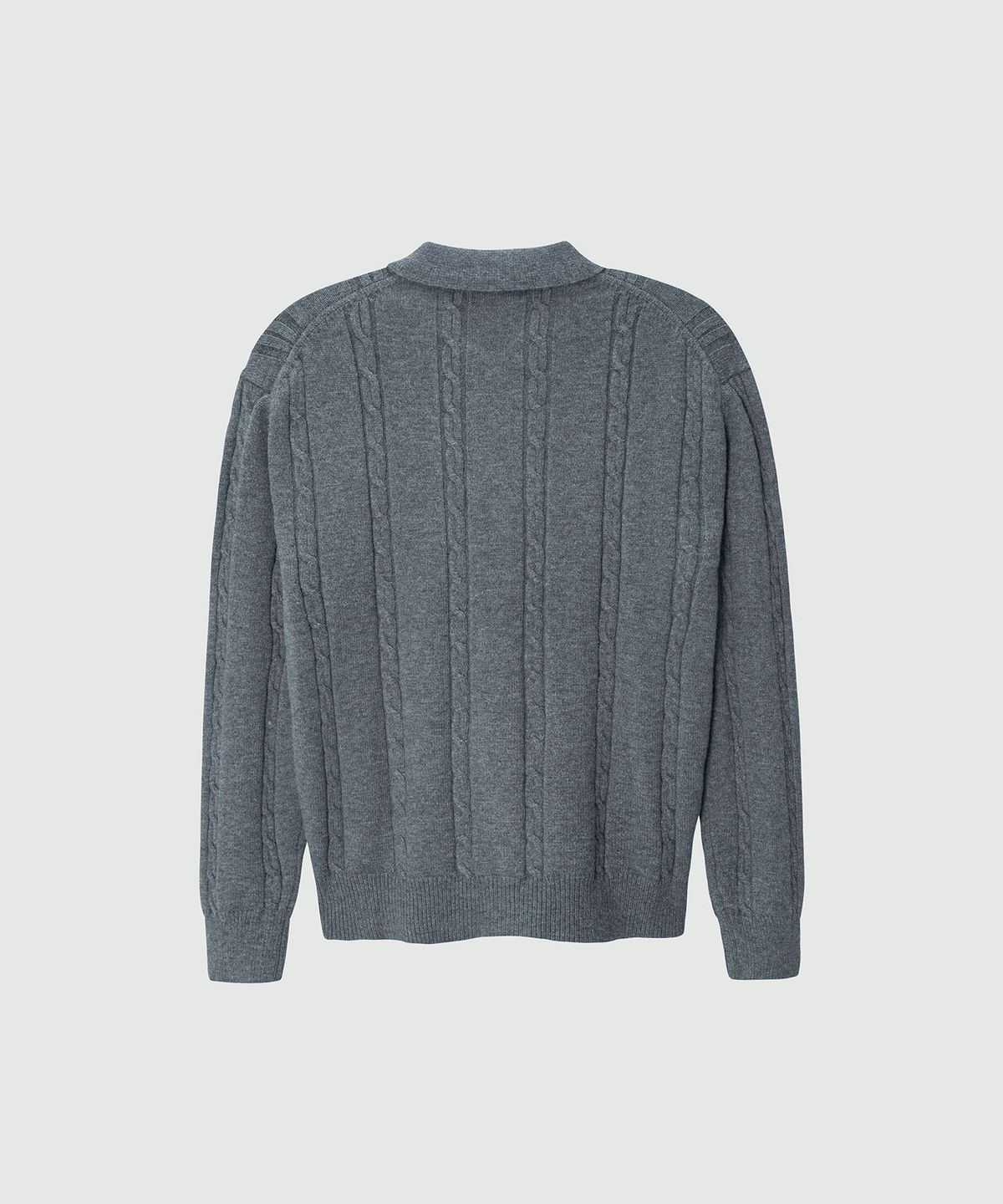 이지오(EZIO) Cable button-up Collar Cardigan_Charcoal