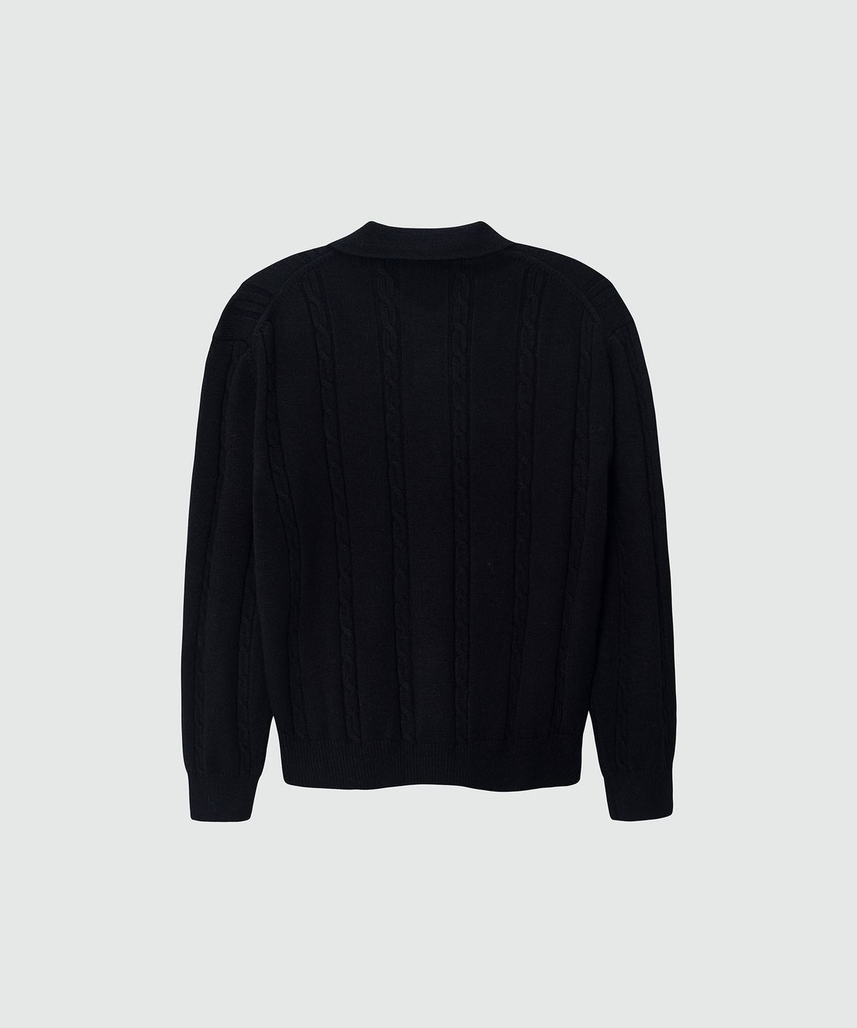이지오(EZIO) Cable button-up Collar Cardigan_Black