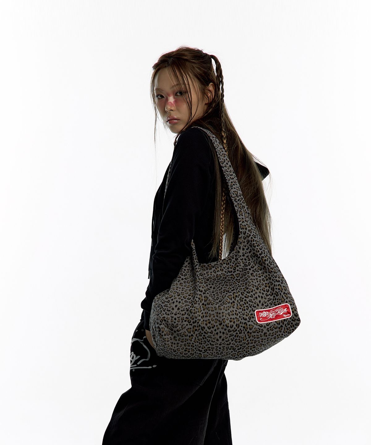카시코(KASHIKO) Leopard Print Shoulder Bag Blue Gray