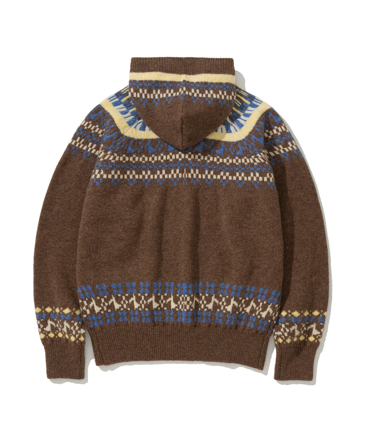니티드(KNITTED) 노르딕 멜로디 후디 가디건 BROWN