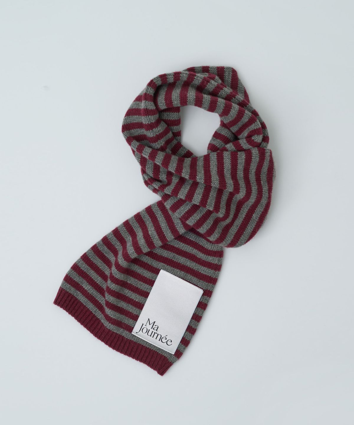 마조네(MA JOURNÉE) CASHMERE STRIPE MUFFLER_RED/GREY