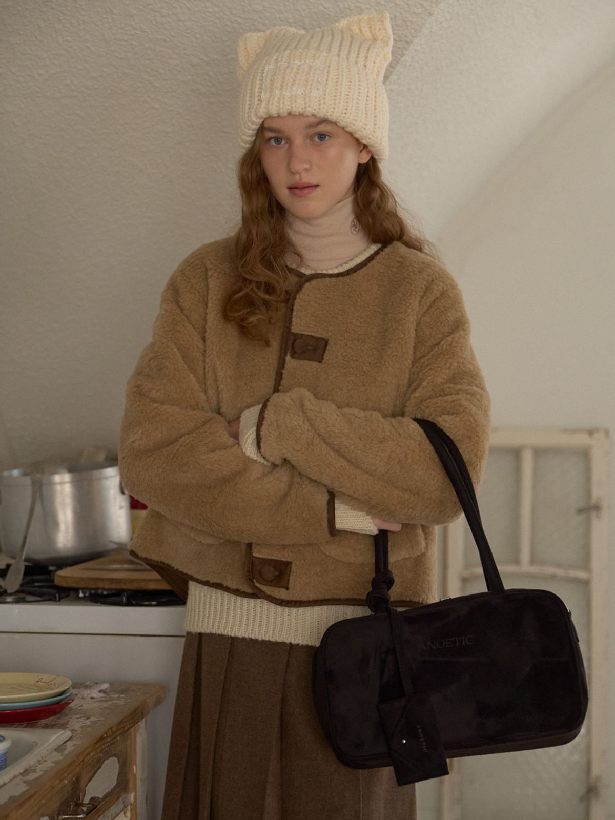 아노에틱(ANOETIC) COZY FAKE FUR JACKET_BROWN