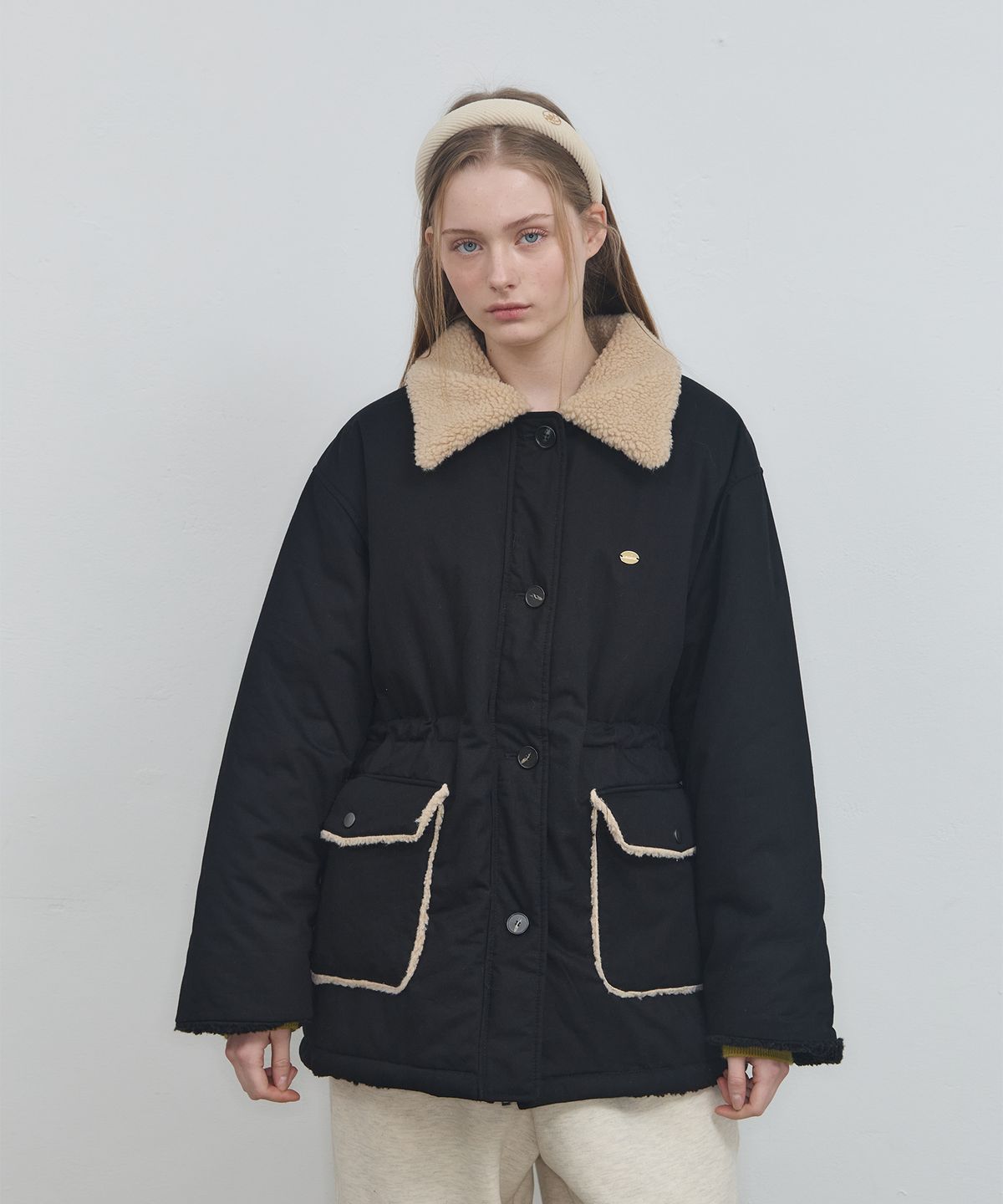 아노에틱(ANOETIC) FUR POINT PADDED JUMPER_BLACK