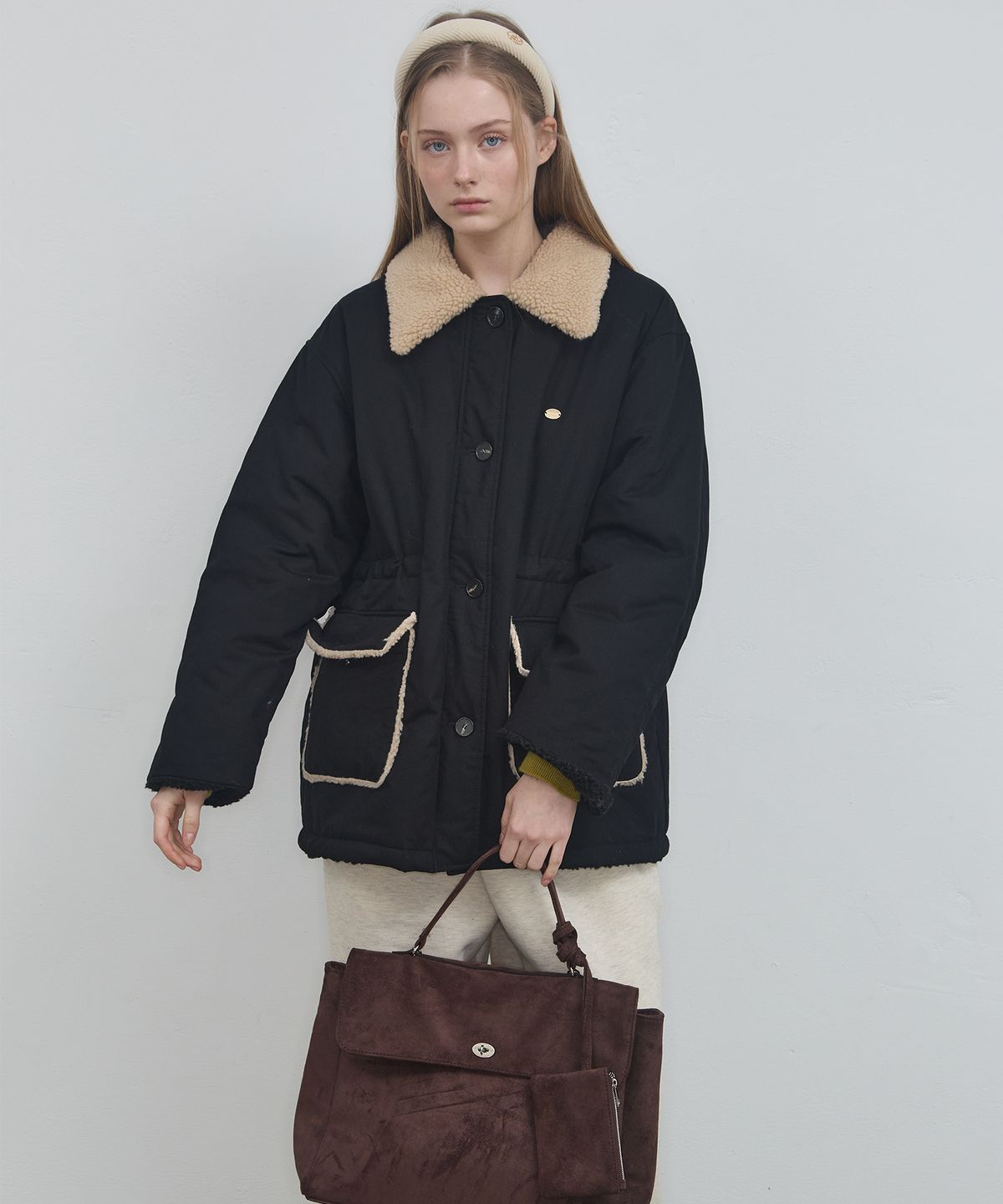 아노에틱(ANOETIC) FUR POINT PADDED JUMPER_BLACK