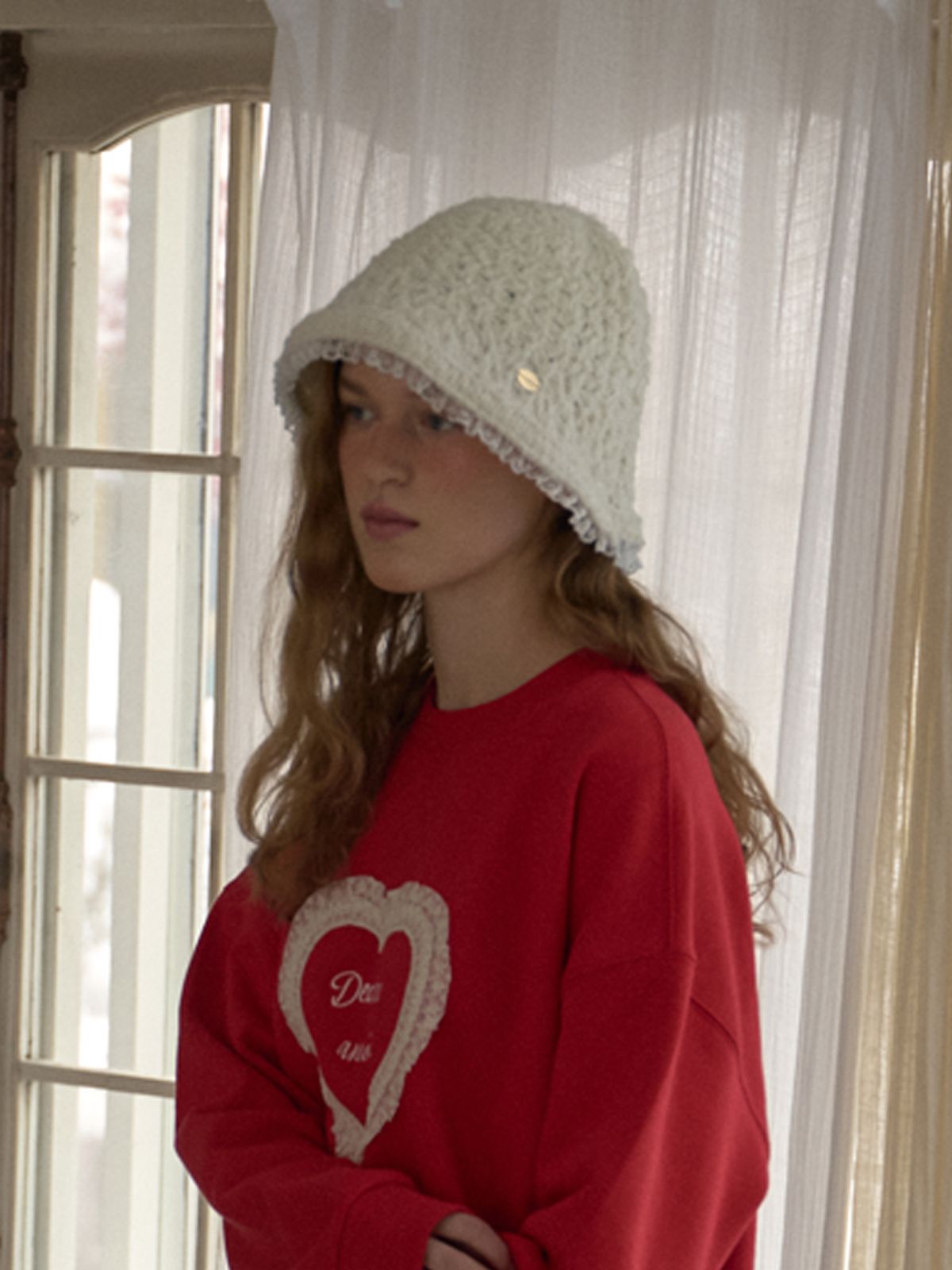 아노에틱(ANOETIC) LACE KNIT BUCKET HAT_IVORY