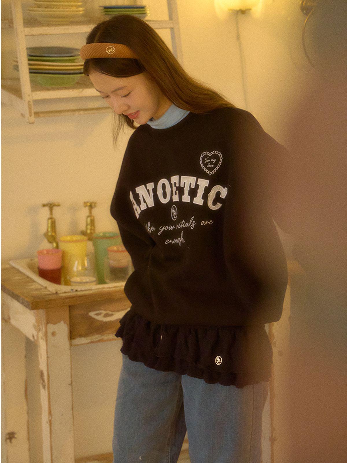 아노에틱(ANOETIC) LACE LAYERED MINI SKIRT_BLACK