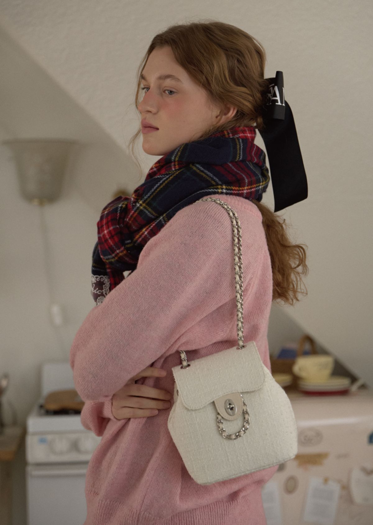 아노에틱(ANOETIC) ANC CLASSIC MINI SHOULDER BAG_TWEED WHITE