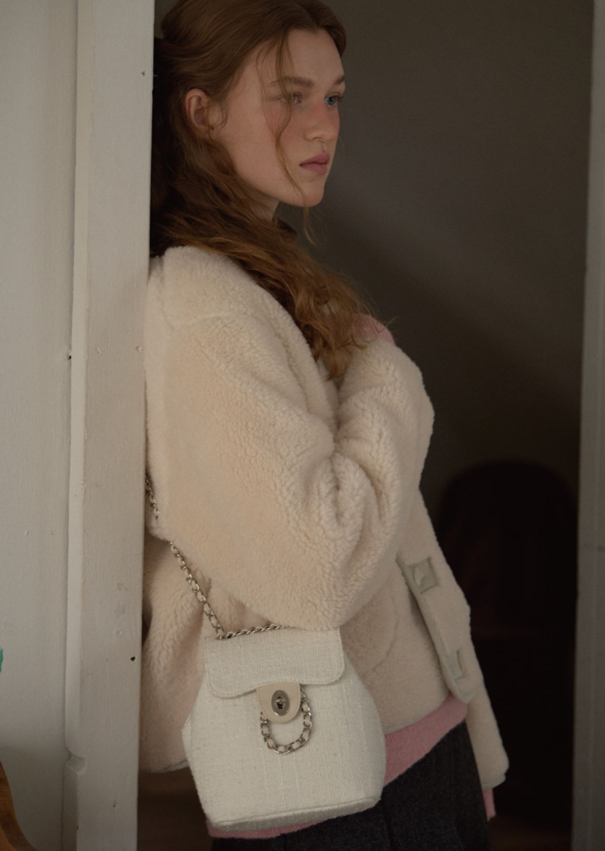 아노에틱(ANOETIC) ANC CLASSIC MINI SHOULDER BAG_TWEED WHITE