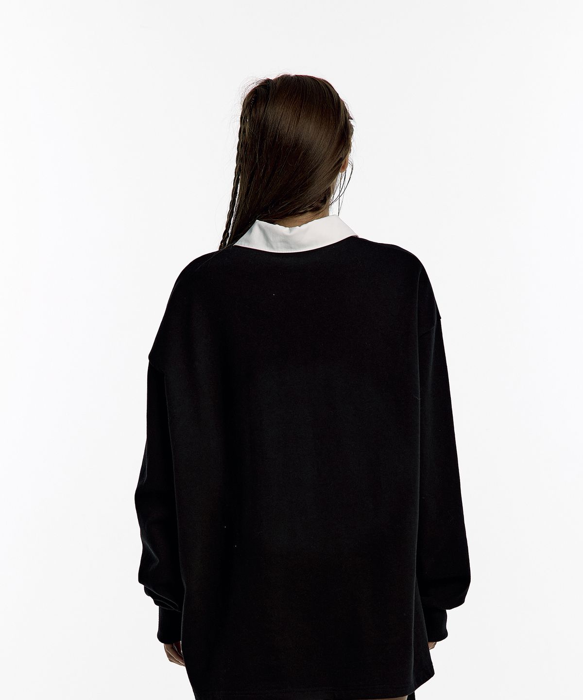 카시코(KASHIKO) Aesthetic Collar Rugby Shirts Black